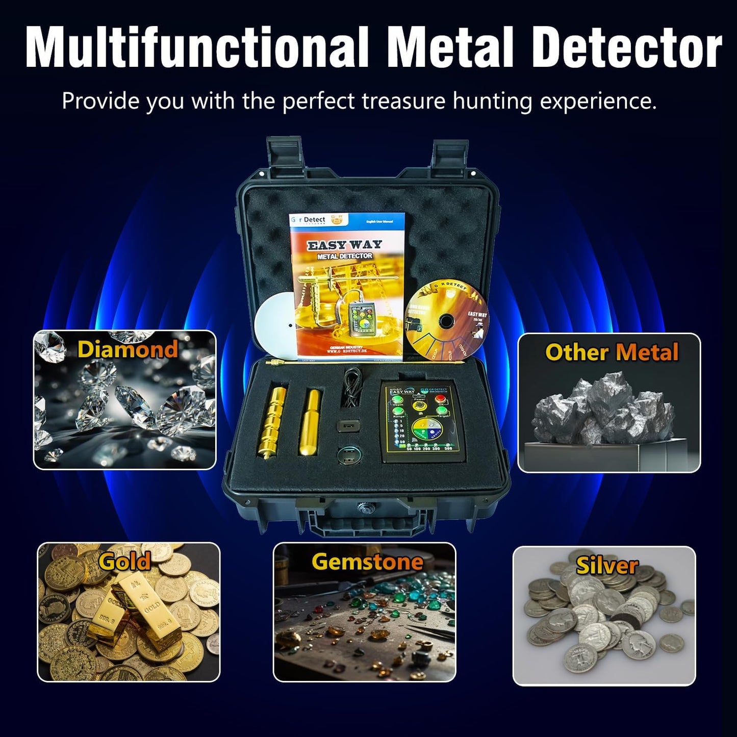 K-Professional Underground Metal Detector – High-Precision Gold, Silver, Copper, Jewelry & Ore Finder with Rapid Positioning