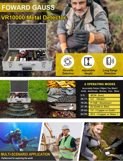 K-Gold Metal Detector VR10000 - Long Range Underground Gold & Gem Detector (100-3000m)