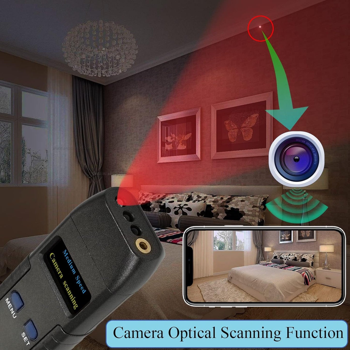 K-Hidden Camera Detector Tracker Detector, Bug Sweeper Listening Device Detector