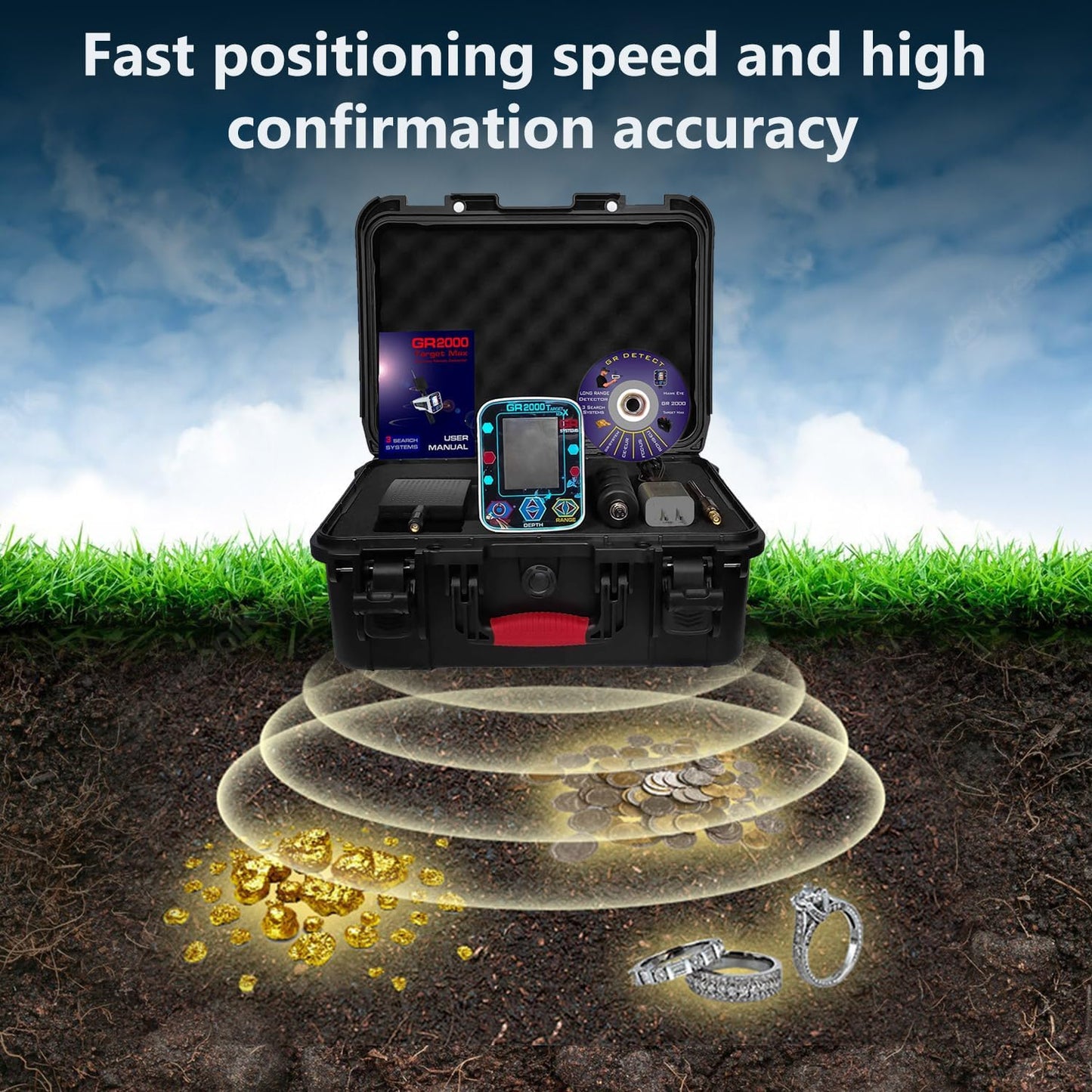 K-GR2000 Waterproof Metal Detector – High-Sensitivity Gold & Treasure Finder for Adults